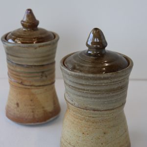 Tea Caddy Brown Celedon Glaze 1