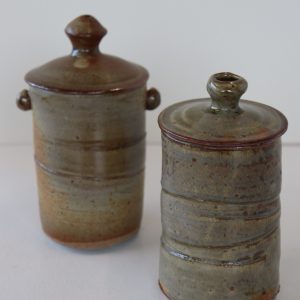 Tea Caddy Brown Celedon Glaze 2