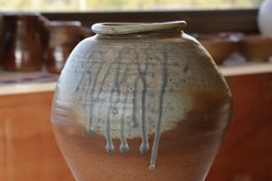 a Blue ash Vase, David Collins signature technique