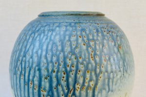 Ceramic Blue Ash Vase by David Collins