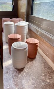 Jars being dried at David Collins Studio