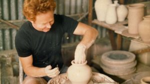 David Collins back in the day, using a pottery wheel