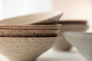 A medium White Carved Bowl created By David Collins