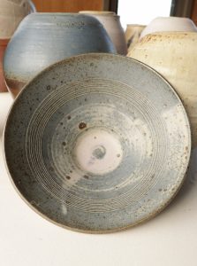 A Medium Blue Carved Bowl created By David Collins