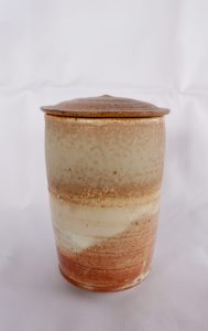 A Tea Caddy with a Shino Glaze created by David Collins