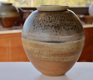 A large Brown and Blue Vase created By David Collins Pottery located in Berry NSW